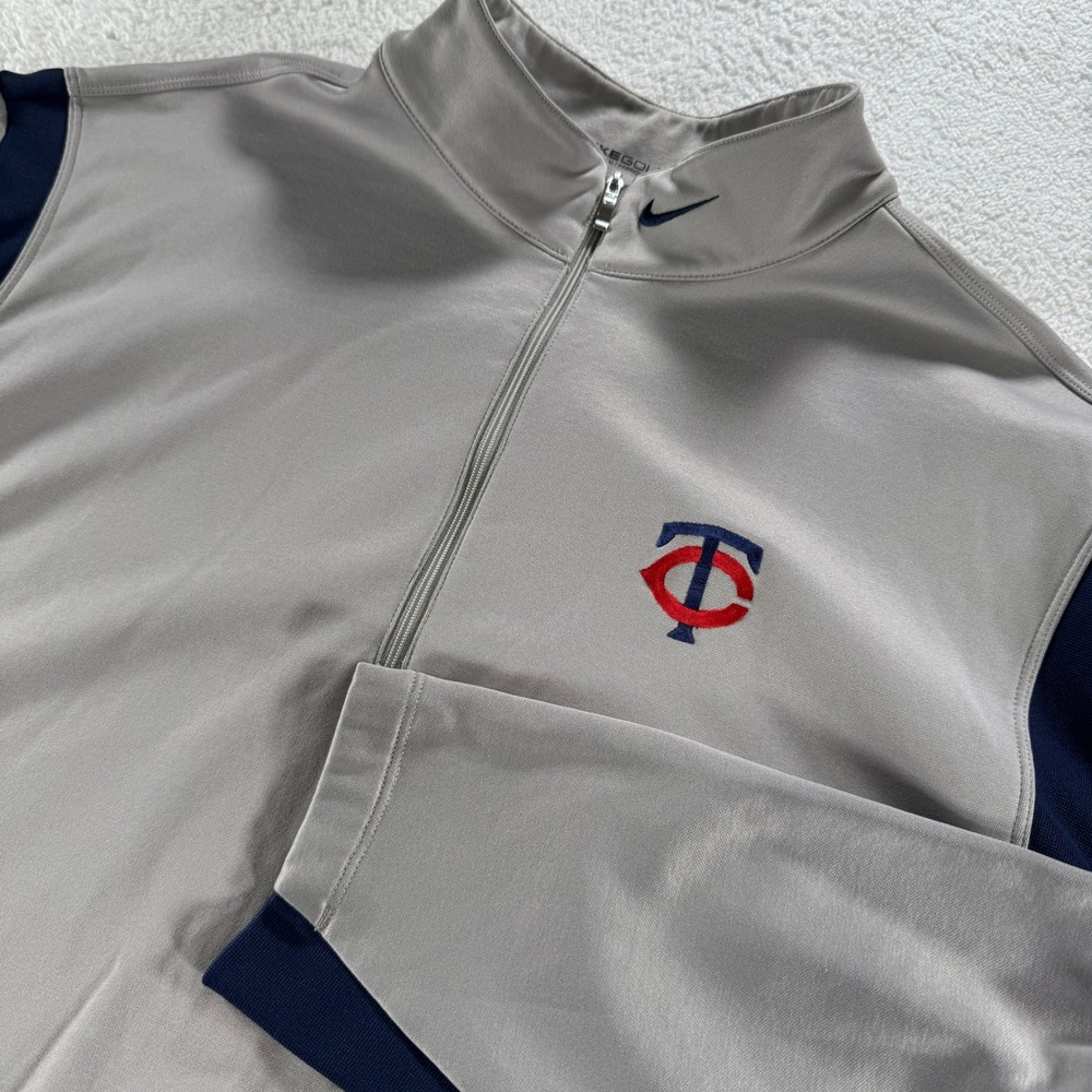 Y2K Minnesota Twins Nike Golf Therma-Fit Quarter Zip Sweatshirt‎ Gray Blue XXL